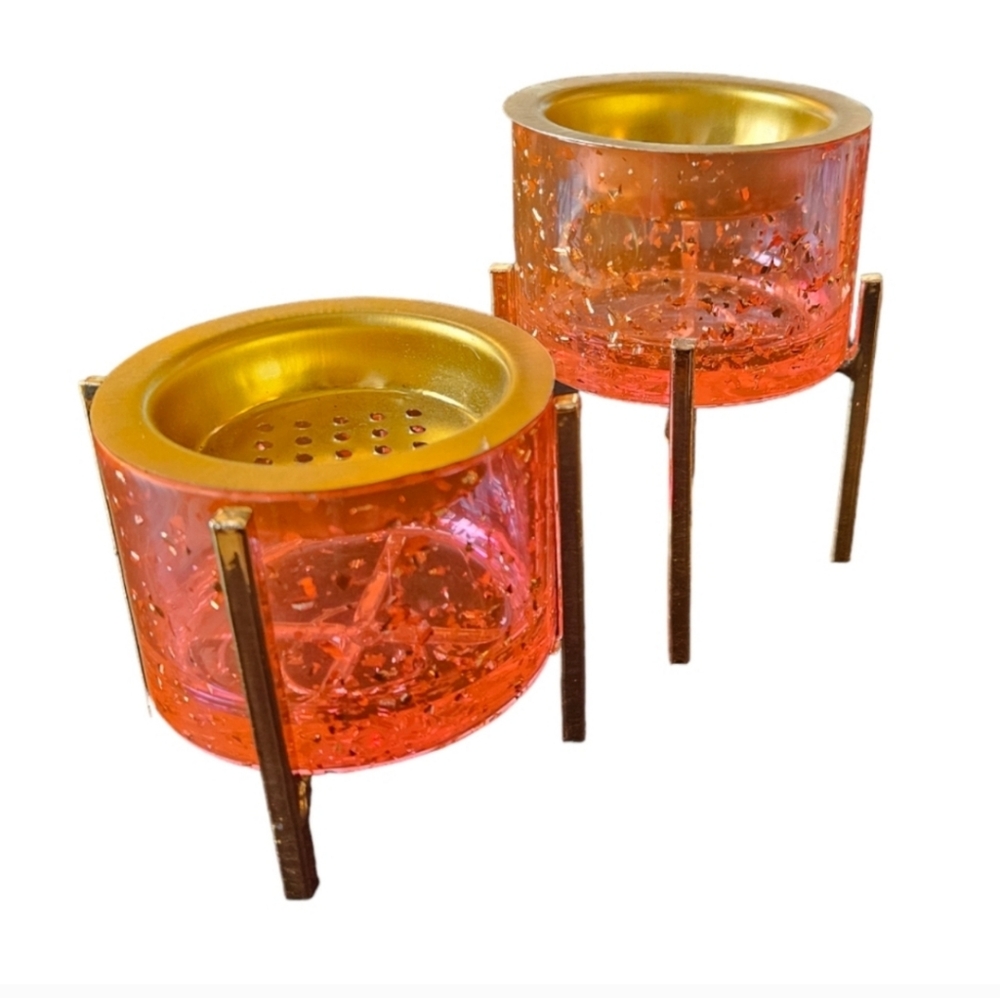 Gold and Pink Incense Candle Holder Set